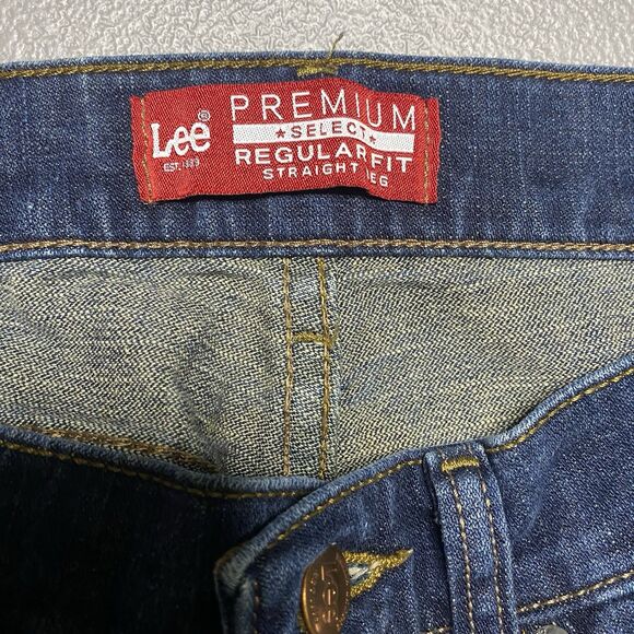 LEE Premium Select Jeans Regular Fit Straight Leg Stretch Mens 32x34 Blue Denim - Picture 4 of 9
